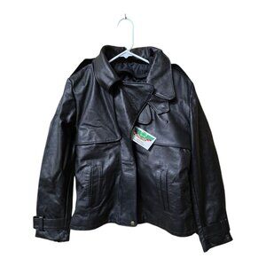 NWT Ladies Perrone Authentic black Leather Aviation Jacket